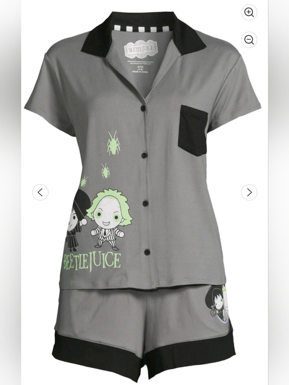 Beetlejuice Pajama Set Gray and Black 2X NWT